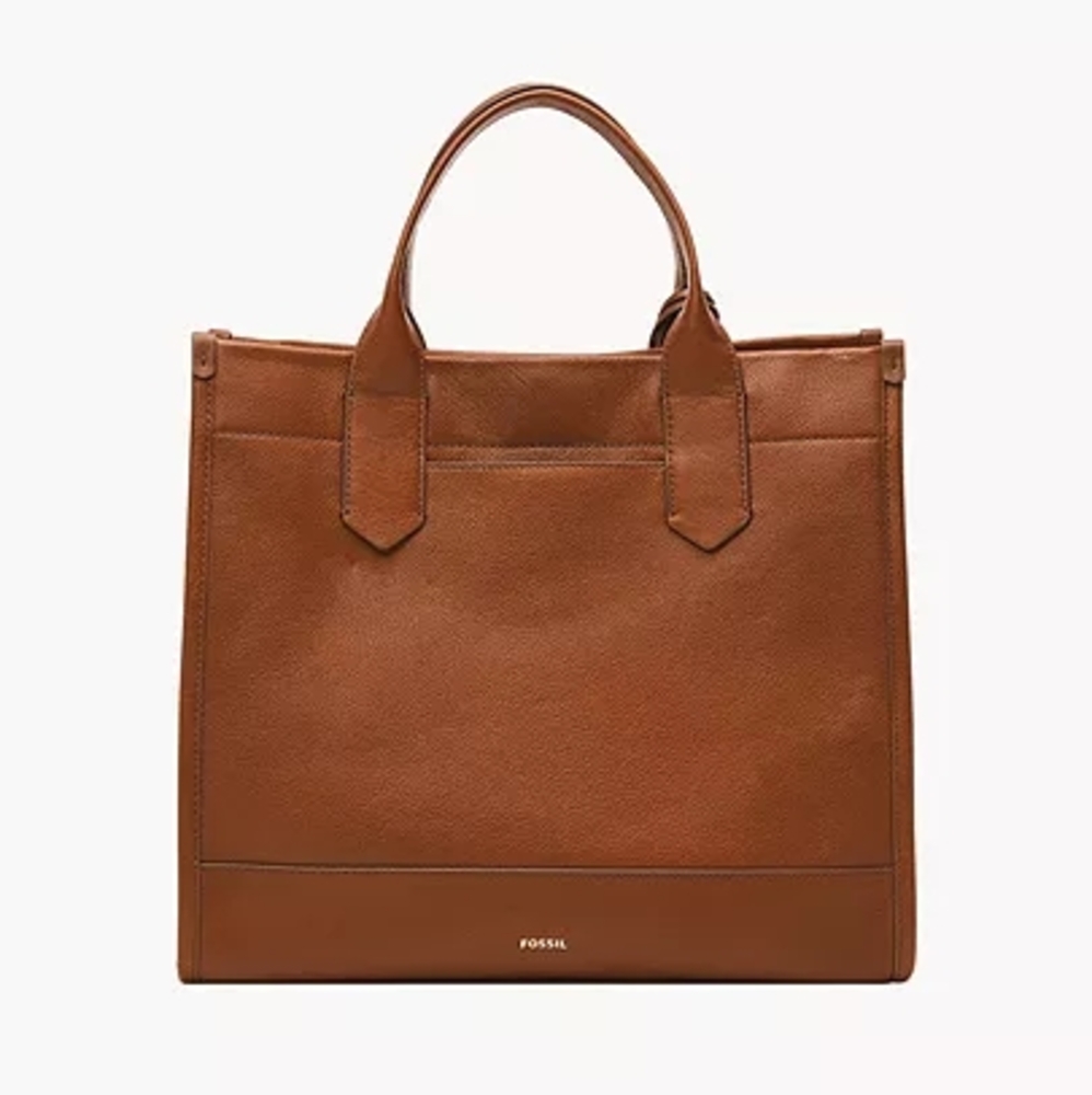 Fossil Brown Leather Tote Bag